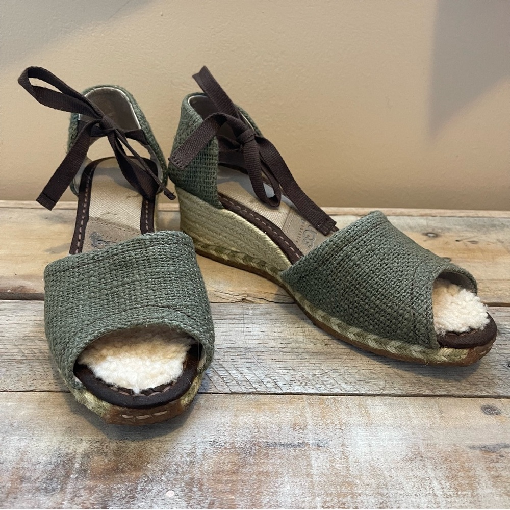 UGG Green and Brown Espadrille Wedges